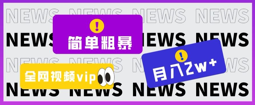 简单粗暴零成本，高回报，全网视频VIP掘金项目，月入2万＋