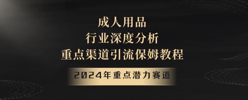 2024年重点潜力赛道，成人用品行业深度分析，重点渠道引流保姆教程